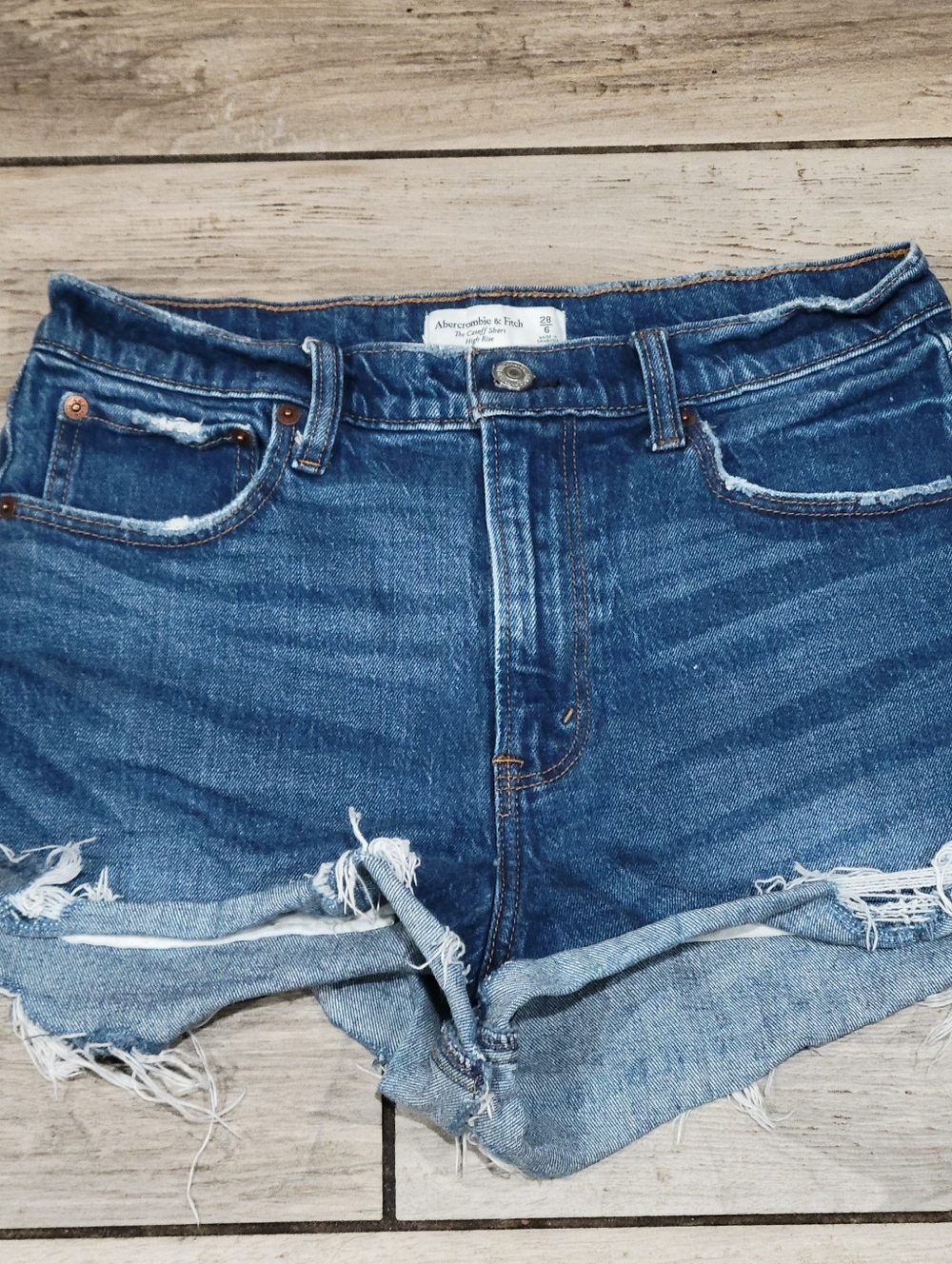 Abercrombie & Fitch Cut Off Shorts 28 6 High Rise Blue Denium